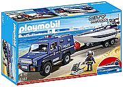 ג'יפ משטרה וסירת מירוץ על נגרר - 5187 PLAYMOBIL